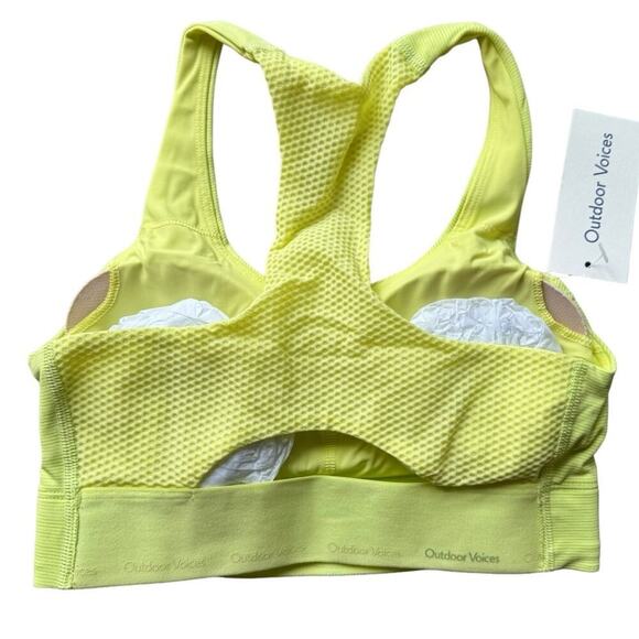 Outdoor Voices Doing Things Thrive Sports Bra Racerback Mesh Yellow Size XXS NEW - Picture 5 of 12